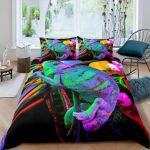 Sisalik Tekikoti Komplekt Roomaja Voodipesukomplektid King Suurus Poistele T&uuml;drukutele Konn Troopiline Loom Lilla &Otilde;ie Eksootiline Tekikott 218x177cm 86x70in