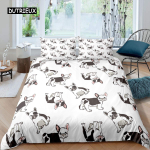3D koeravoodi komplekt Armas prantsuse buldogi kutsikas Tekikoti komplektid Multikas voodikate Lemmikloomad Kodu tekstiilid Queen 2/3 tk King Full EU single(135x200cm) white