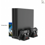 P-4 multifunktsionaalne jahutusalus, kahe kontrolleriga laadimisjaam, 12 m&auml;ngupesa laadimisdokk Playstation 4 Slim/Pro konsooli jaoks must