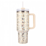 Vesikleebis LeopardPrindi termostops k&auml;epidemega roostevabast terasest autotass Suure mahutavusega 40oz