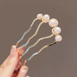 Korea U-kujulised p&auml;rlijuuksen&otilde;elad juukseklambrid naistele Elegantne stiil metallist kahvlid Vintage Pearl juuksen&otilde;elad juuste kujundamise t&ouml;&ouml;riistad kingitused