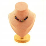 Pierres et Min&eacute;raux. Collier 10 perles Oeil de Tigre Multicolore 8 mm. Chaine en acier Collier femmes, hommes. Taille personnalisab