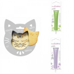 Kit pour biscuit en relief Chat + 2 Stylos au chocolat vert clair et lilas hall
