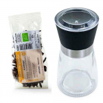 Moulin &agrave; &eacute;pices en verre et c&eacute;ramique + clous de girofle bio