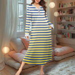 Naiste &ouml;&ouml;s&auml;rk Moodne tr&uuml;kitud pikk majamantel V-kaelusega pidžaama taskutega kleit L