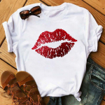 Naiste T-s&auml;rk Mood Teemantid Huultes Graafiline T-s&auml;rk Vabaaja Kawaii Naiste T-s&auml;rk Esteetiline Must Naiste T-s&auml;rk Topid S