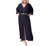 Naiste kleit Kolmveerandvarrukatega V-kaelusega &Uuml;hev&auml;rviline L&otilde;hikuga &auml;&auml;rega Vaba Maksikleit Liibuva v&ouml;&ouml;kohaga Vabaaja Tutvumiskleit Suvine Rannapeo Riietus L valge