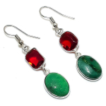 Ruby Zosite, Garnet handmade 925 Sterling Silver Jewelry Earring 1.97 t9a59