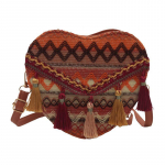 Ethnic Women's Small Bag Single Shoulder Crossbody Bag Antique Style Bag Women's Tassel Bag Heart-shaped Bag pruun