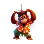 Orangutani ripats-tahavaatepeegli kaunistus kaelarihmaga, kergesti riputatav, 2D loomadega rippuv dekoratsioon auto interj&ouml;&ouml;ri kaunistuseks oranž