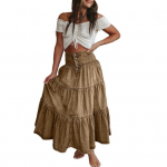 Naiste teksaseelik k&otilde;rge v&ouml;&ouml;kohaga n&ouml;&ouml;bid, mitmekihilised volangidega &otilde;mblusega pikk seelik Bohemia stiilis vabaaja seelik XL