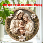 Wooden Nativity Scene Round Sign, Frameless Wood Poster Board, Vintage-Inspired Jesus Birth Plaque, Ideal Gift for Friends for Door, Wall, Home, Room Wood