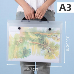 Kaasaskantav A1-A3 failikorraldaja: Mitmes suuruses plakat, album ja dokumentide hoiukott Transparent White