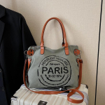 Suur retroh&otilde;nguline l&otilde;uendist kandekott &ndash; reguleeritav &otilde;larihm Vintage Pariisi templitr&uuml;kk &ndash; stiilne Crossbody kott naistele hall