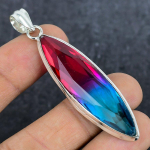 Natural Bi-Color Tourmaline 925 Sterling Silver Jewelry Pendant 2.76 y3m46