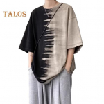 Meeste Tie-Dye T-s&auml;rk &Uuml;mara kaelusega Vabaaja T-s&auml;rk Vaba l&otilde;ikusega L&uuml;hikeste varrukatega Suvine topp igap&auml;evasteks v&auml;ljas&otilde;itudeks T&auml;nav M hall