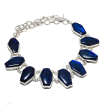 Natural Blue Labradorite Gemstone 925 Sterling Silver Jewelry Necklace 18 v5r06