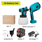 NEWBENY 1000ML juhtmeta elektriline v&auml;rvipihusti pihustusp&uuml;stol kaasaskantav v&auml;rvipihusti autom&ouml;&ouml;bli teraskattega &otilde;hupintsel Makita 18V akule 2 Battery-EU