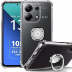 Coque pour xiaomi redmi note 13 4g (pas pour 5g) antichoc ultra slim transparent avec support argent&eacute;