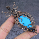Arizona Turquoise Handmade Copper Wire Wrap Jewelry Pendant 3.55 p1z53