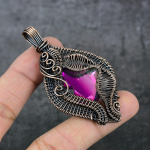 Pink Rubillite Handmade Copper Wire Wrap Jewelry Pendant 2.88 s0e63