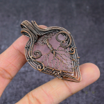 Rose Quartz Gemstone Handmade Copper Wire Wrap Tree Of Life Pendant 2.64 p7l28
