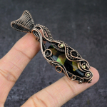 Natural Ammolite Gemstone Handmade Copper Wire Wrap Pendant Jewelry 3.23 m7r70