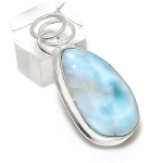 Republic Larimar Handmade 925 Sterling Silver Jewelry Pendant 1.81 y6j70