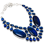Blue Labradorite, Topaz Handmade 925 Sterling Silver Jewelry Necklace 18 f6q10
