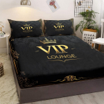 Krooniga VIP-mustriga 3-osaline voodipesukomplekt kahe padjap&uuml;&uuml;ri ja kahe padjaga, sobib elutuppa ja magamistuppa (Tuba, Sisustus) 99cmx199cm