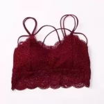 Naiste seksikas pitsiline lilleline Trim Bralette Crop Top Push Up rinnahoidja aluspesu one size punane