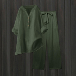 Naiste mood Vaba l&otilde;ikega &Uuml;hev&auml;rviline V-kaelusega Pikkade varrukatega S&auml;rk Top Lipsuga Taskuga Sirge l&otilde;ikega P&uuml;kste Komplekt XXXL