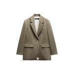 Zara &Uuml;hev&auml;rviline Mitmek&uuml;lgne Vabaaja Lihtne Bleiser Naiste pealmine riietus Khaki 08381683505-33 XS