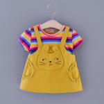 V&auml;ikelapsed, beebit&uuml;drukud, koomiksiprintidega topid Triibuline lapiline printsessi kleit M roosa