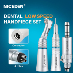Niceden Hambaarsti Madala Kiirusega K&auml;siinstrumentide Komplekt &Otilde;hkturbiin Sirge Contra Angle &Otilde;humootor 2/4 Ava a set 4 holes blue
