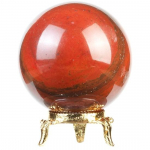 Crocon 55mm Punase Jaspise Kivist Kera Palli Metallist Alusega 1400+ Karaati Gemstone Tervendav Kera Kuju Skulptuur Fengshui Ennustamiseks