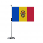 Drapeau de Bureau - Moldaavia - 14 x 21 cm - Pol&uuml;ester - J&auml;lgimine recto/verso - Acier oks&uuml;deerimata