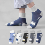 5/10 paari Meeste kesks&auml;&auml;re spordisokid Triibulised hingavad puuvillased sokid vabaaja sokid 5pairs