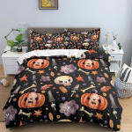 Halloweeni tekikott komplekt Nahkhiired K&otilde;rvitsad Tr&uuml;kitud Pol&uuml;ester Tekikate Padjap&uuml;&uuml;rikatega Kuninganna Kuninga Suurus Tekikate 3D Tr&uuml;kk AU Single(140x210cm)