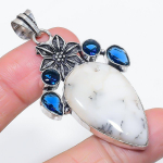 Natural Dendrite Opal, Topaz 925 Sterling Silver Jewelry Pendant 2.44 d3t15