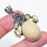 Natural Swiss Green Opal, Citrine 925 Sterling Silver Jewelry Pendant 2.01 g9p16