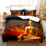 3D Buddha Voodipesukomplektid Tekikott Komplekt Padjap&uuml;&uuml;ridega &Uuml;heinimese T&auml;iskasvanu Kuninganna Kuningas Voodipesu Voodipesu EU single(135x200cm)