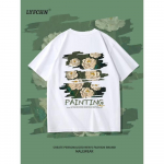 Suvemood Heavyweight Retro Meeste Inglise Kirjad 100% Puuvillane Prinditud &Uuml;markaelus Kvaliteetne Casual Fitness Street T-s&auml;rk M valge