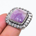 Natural Chevron Amethyst Gemstone 925 Sterling Silver Jewelry Ring Size 8.5 o4a78