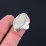 925 Sterling H&otilde;be Looduslik Fossilkoraall T&otilde;otuse Mitme Kivi Elegantne S&otilde;rmus Suurus 8 8
