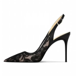 Pitsist Naiste K&otilde;rged Kontsad Seksikad Peokannad 2025 Uus Mood Terava Ninaga Pandlaga Rihm Peenike Konts Slingbacks Naiste Sandaalid 43 must