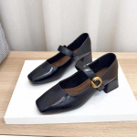 Uue stiili moodsad disaineri vintage naiste Mary Jane kingad Naiste ruudukujulise ninaga kingad Kevad S&uuml;gis Elegantne madala kontsaga sandaalid 35 must