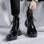 Meeste Korea Nahast Platvorm-Oxfords Slip-On Paks Tald Meestele Derby Kingad Vabaaja Mokassiinid Meeste Ruudukujuline Nina Formaalne T&ouml;&ouml;kingad 48 black