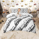 Homewish Laste Multikate Auto Tekikott Komplekt 2tk/3tk, Armas Rong Veoauto Traktor Voodipesu, Transporditeemaline Voodikomplekt AU S 140x210cm 2pcs&set