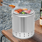 H&otilde;bedane s&ouml;egrill, roostevabast terasest silindriline grillbarrel, p&otilde;randale paigaldatav 34*36cm piknikuks, telkimiseks